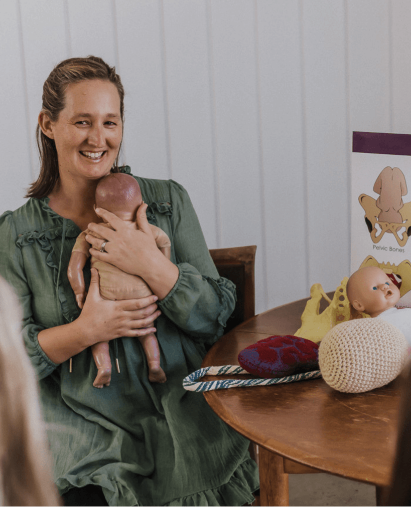 Midwife Kate Corbett teaching a Calmbirth Course