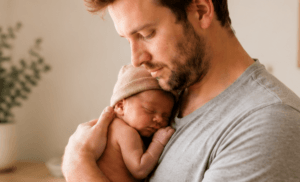 Father holding his new baby